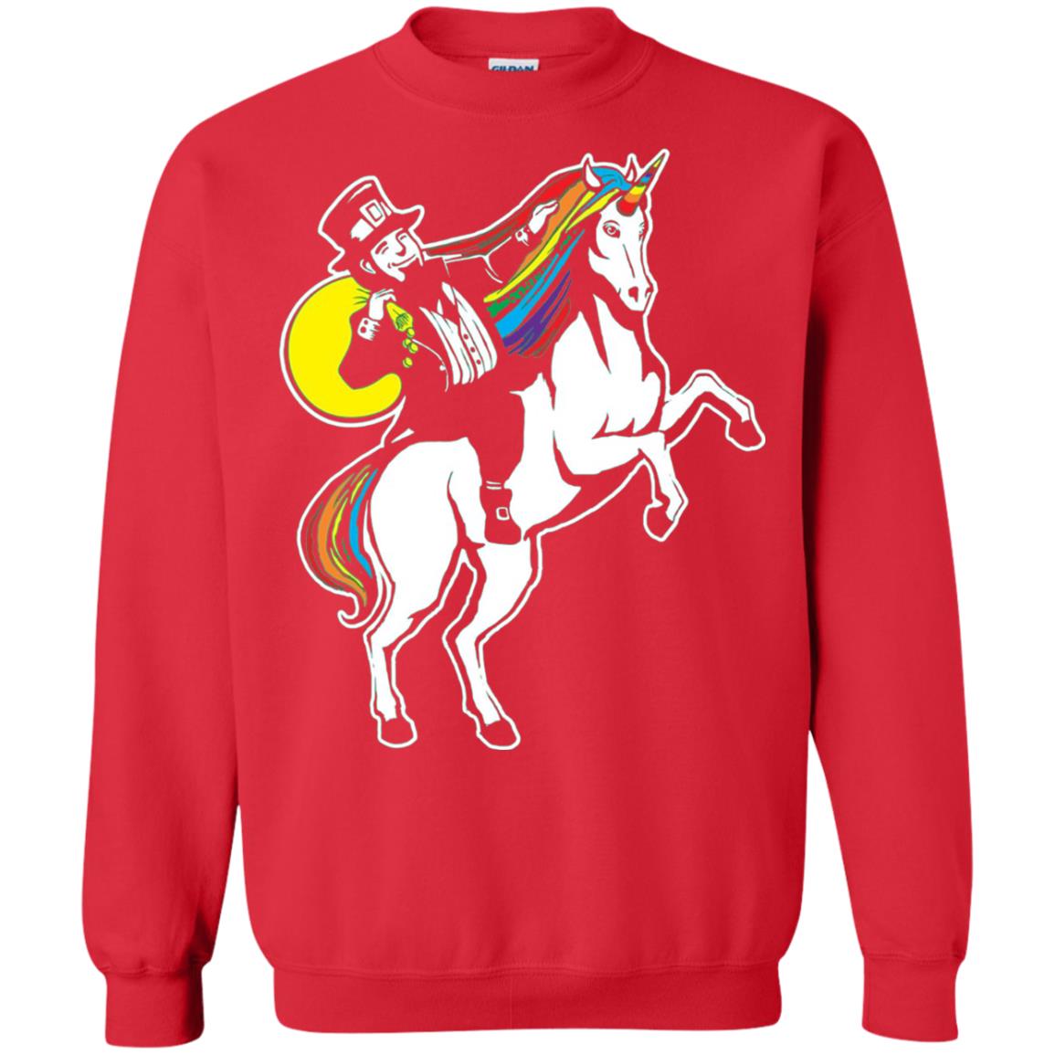 Lepricorn Leprechaun Riding Unicorn St Patrick_s Day T-shirt Red
