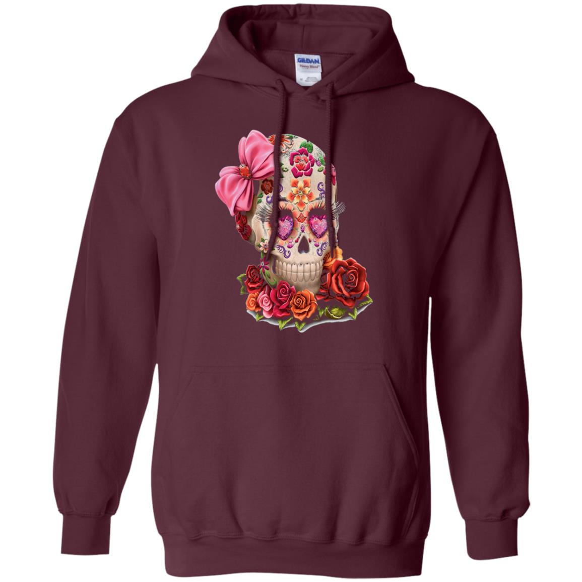 Cinco De Mayo Skull Women Flower Shirt Maroon