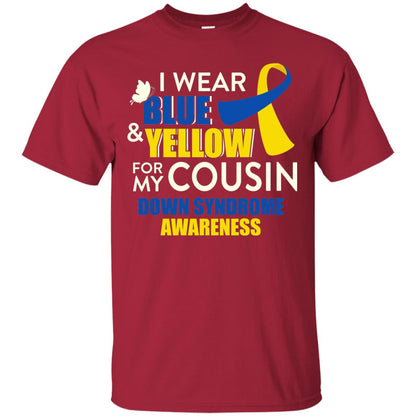 I Wear Blue And Yellow For My Cousin Down Syndrome Shirt Cardinal