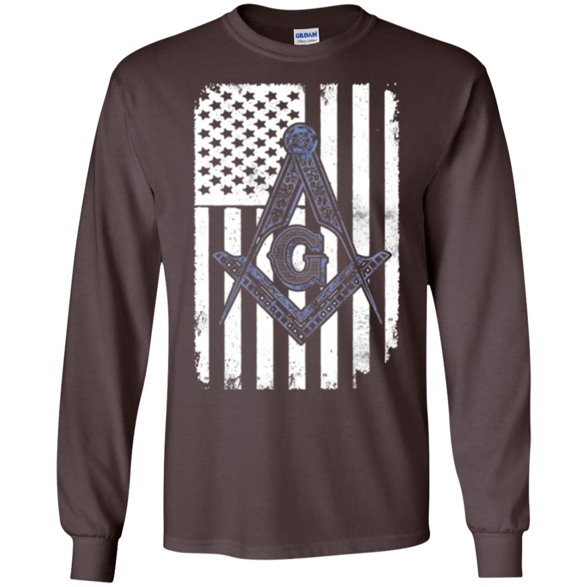 Freemason Usa Flag Logo Freemasonry America T-shirt Dark Chocolate