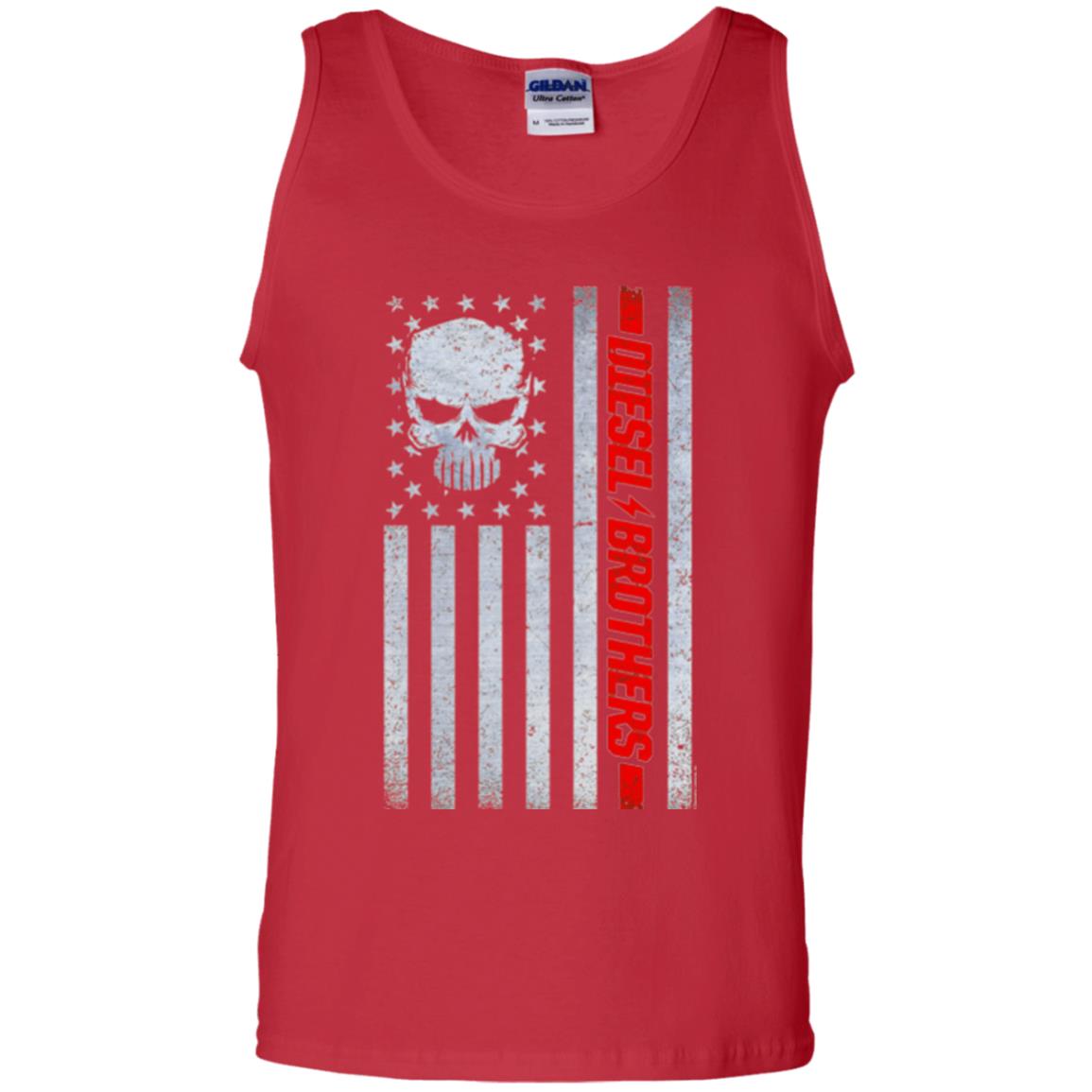 Grungy American Flag Skull T-shirt Diesel Brothers Red