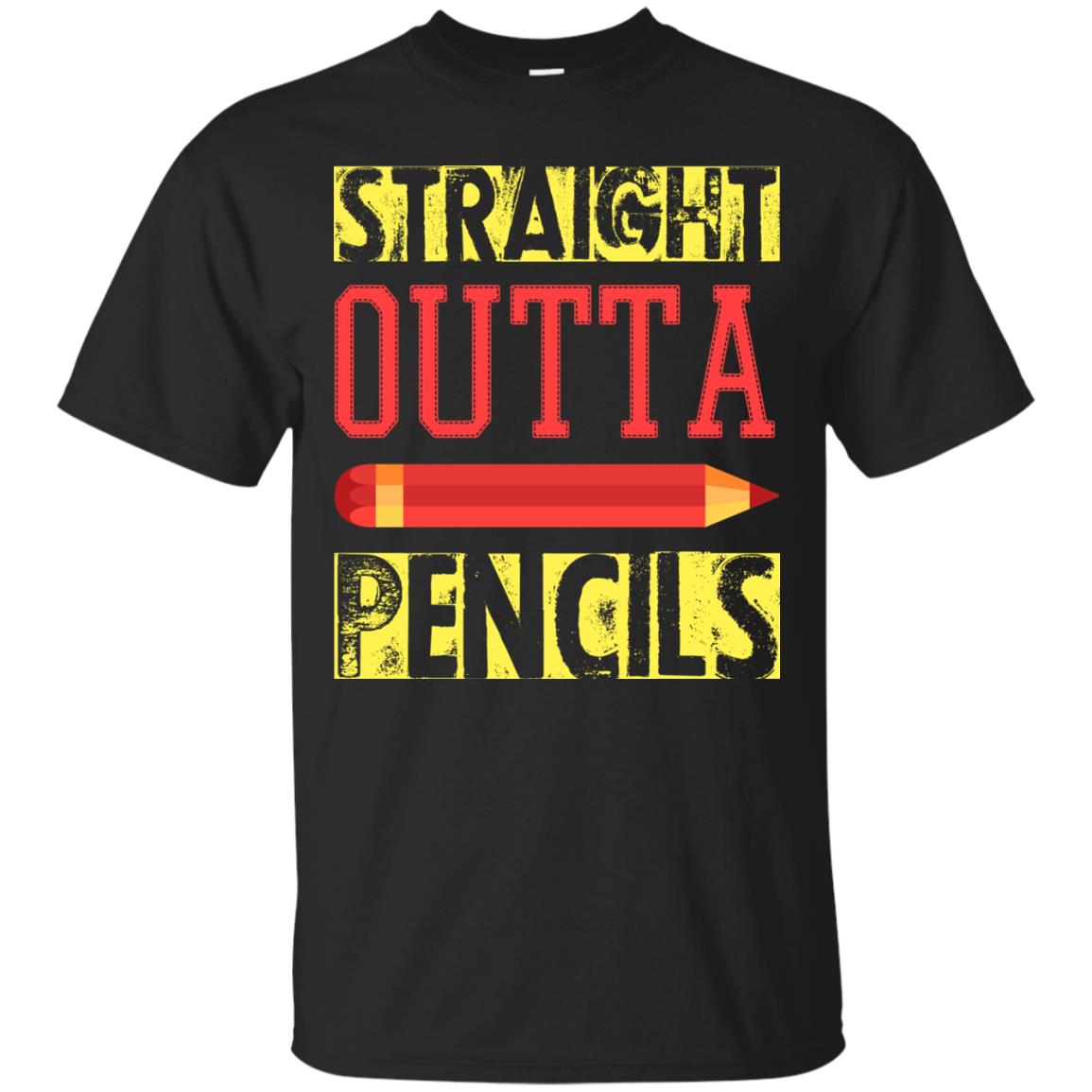 Straight Outta Pencils Teacher T-shirt Black