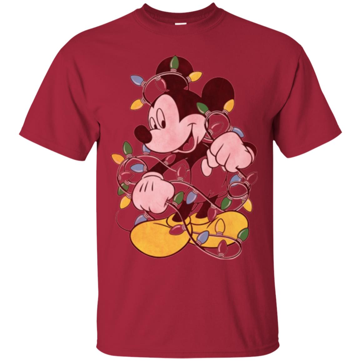 Christmas Lights T-shirt Disney Mickey Mouse Cardinal