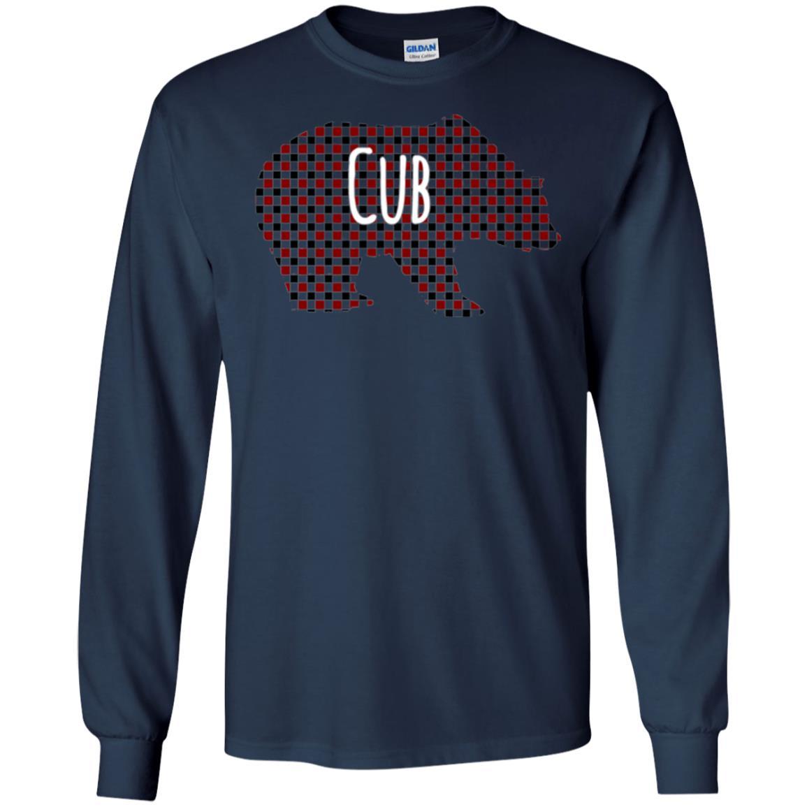 Family Christmas T-shirt Red Plaid Cub Bear Navy