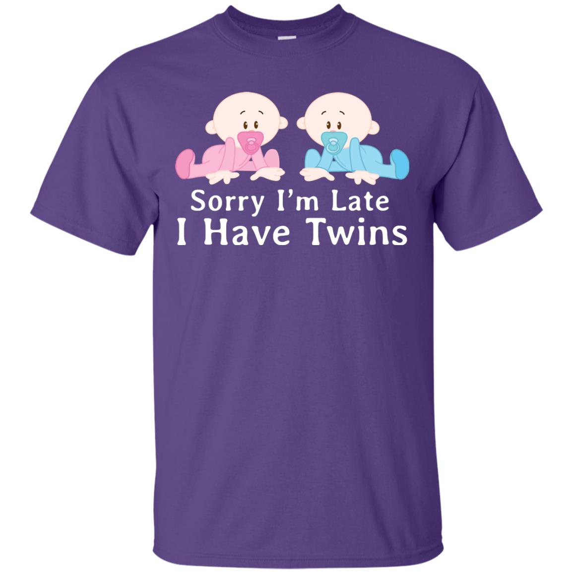 Sorry I_m Late I Have Twins Shirt For Mom Of Twins Purple