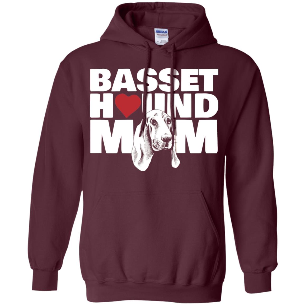 Basset Hound Mom Heart T-shirt Maroon
