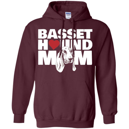 Basset Hound Mom Heart T-shirt Maroon