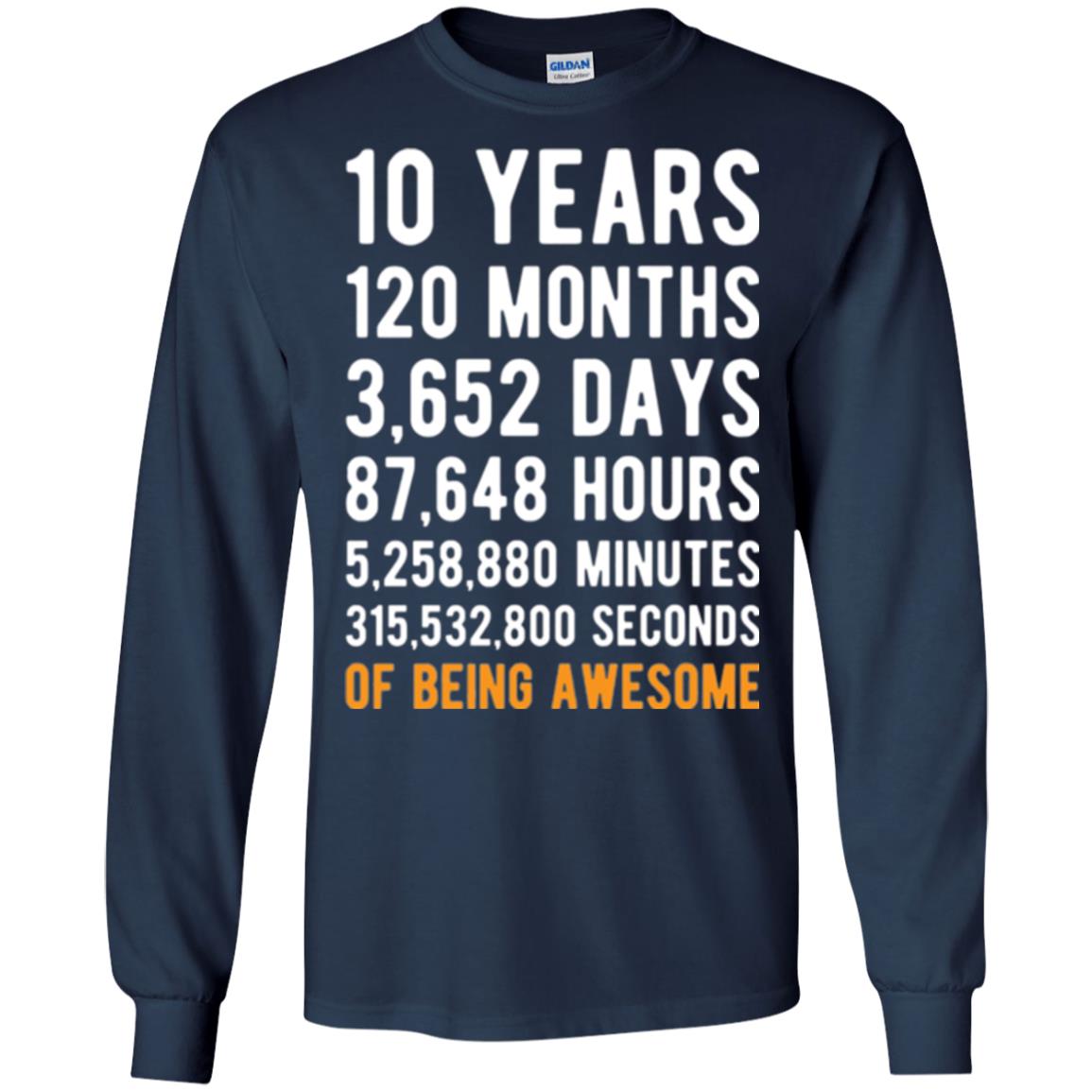 Birthday T-shirt 10 Years Old Of Being Awesome Navy