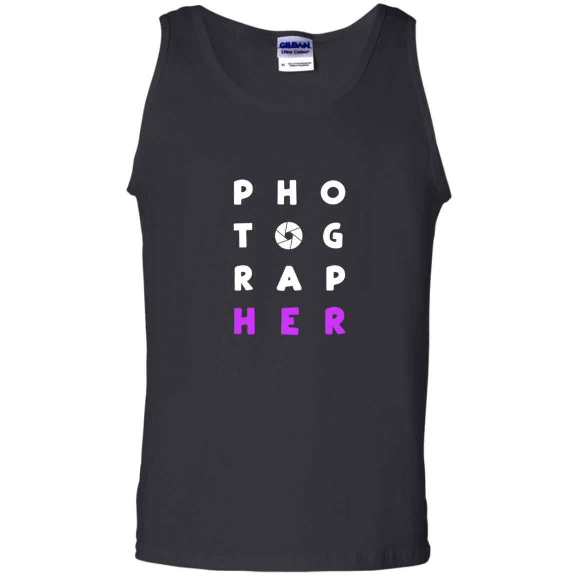 Photographer T-shirt With Purple Text Pho Tog Rap Her Black