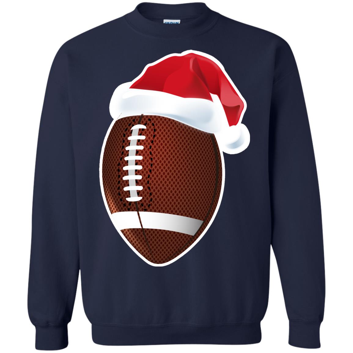 Football With Santa Claus Hat X-mas Shirt For Football Lovers Navy