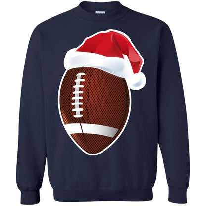 Football With Santa Claus Hat X-mas Shirt For Football Lovers Navy