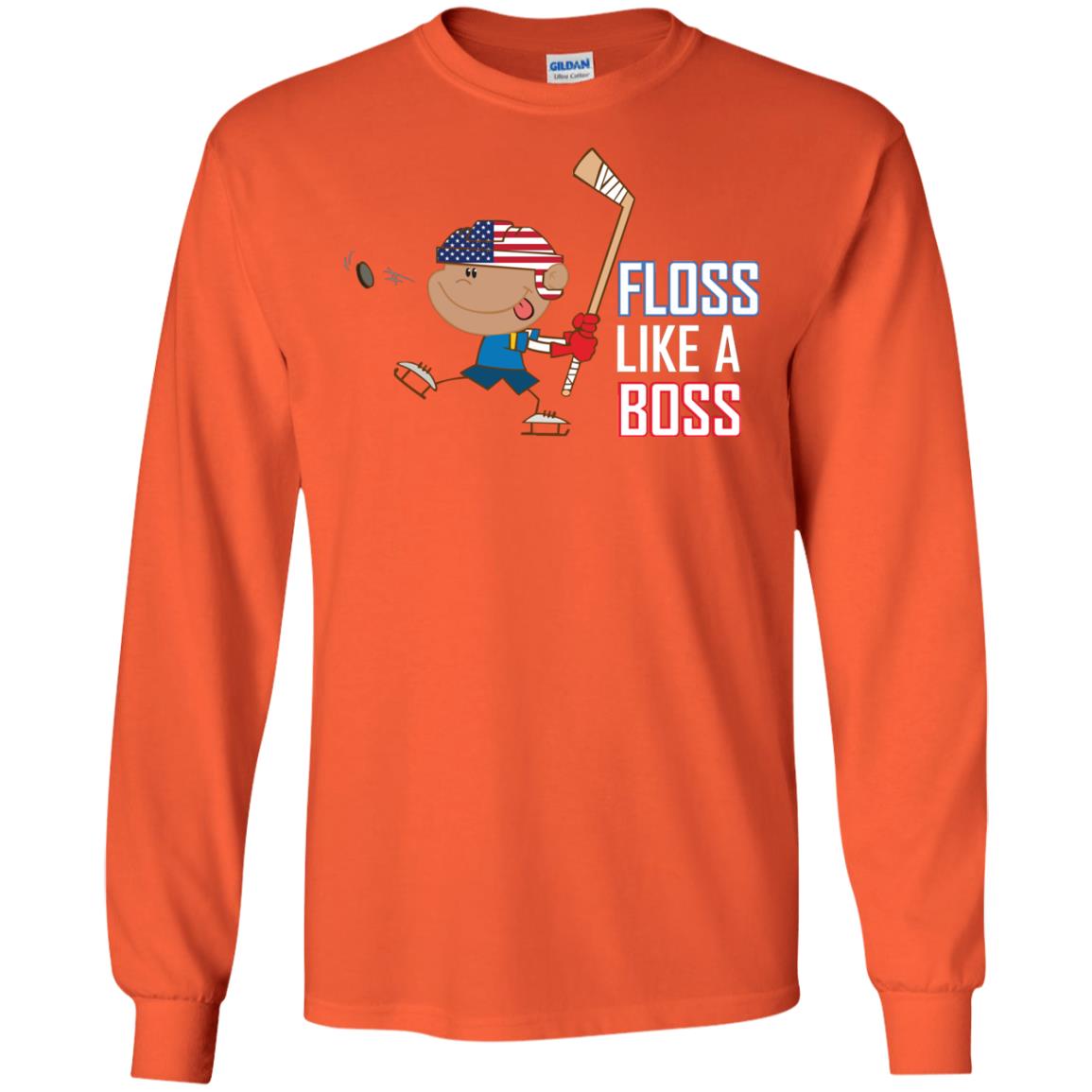 Floss Like A Boss Shirt For Hockey Players Orange