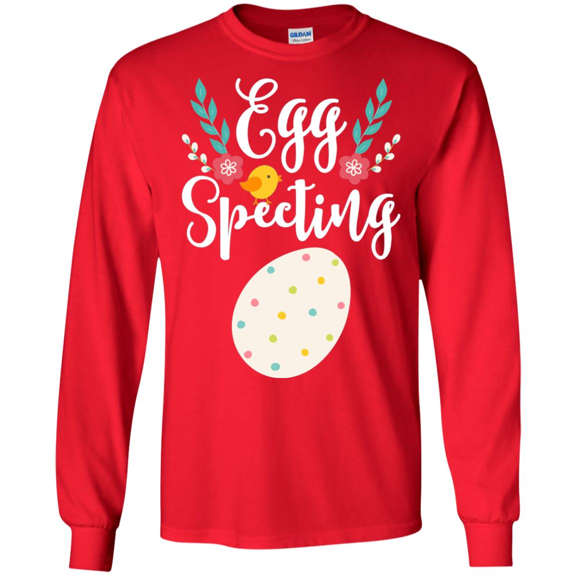Egg Specting Announcement Pregnant Easter T-shirt Red