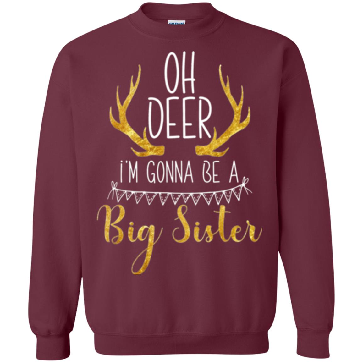 Announcement T-shirt Oh Deer I_m Gonna Be A Big Sister Maroon