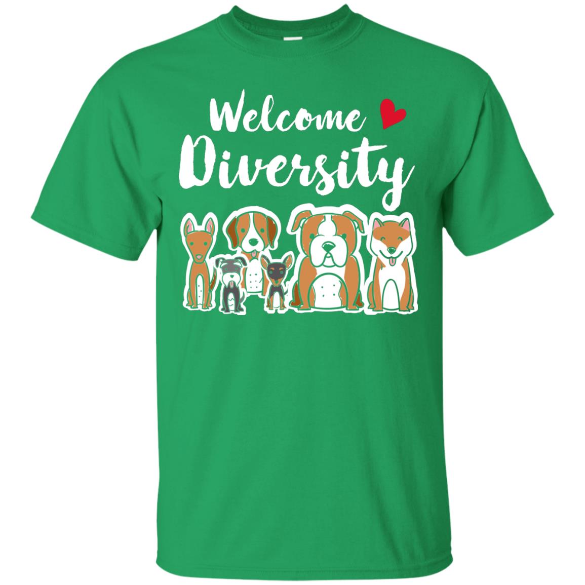 Dog Lover T-shirt Welcome Diversity Irish Green
