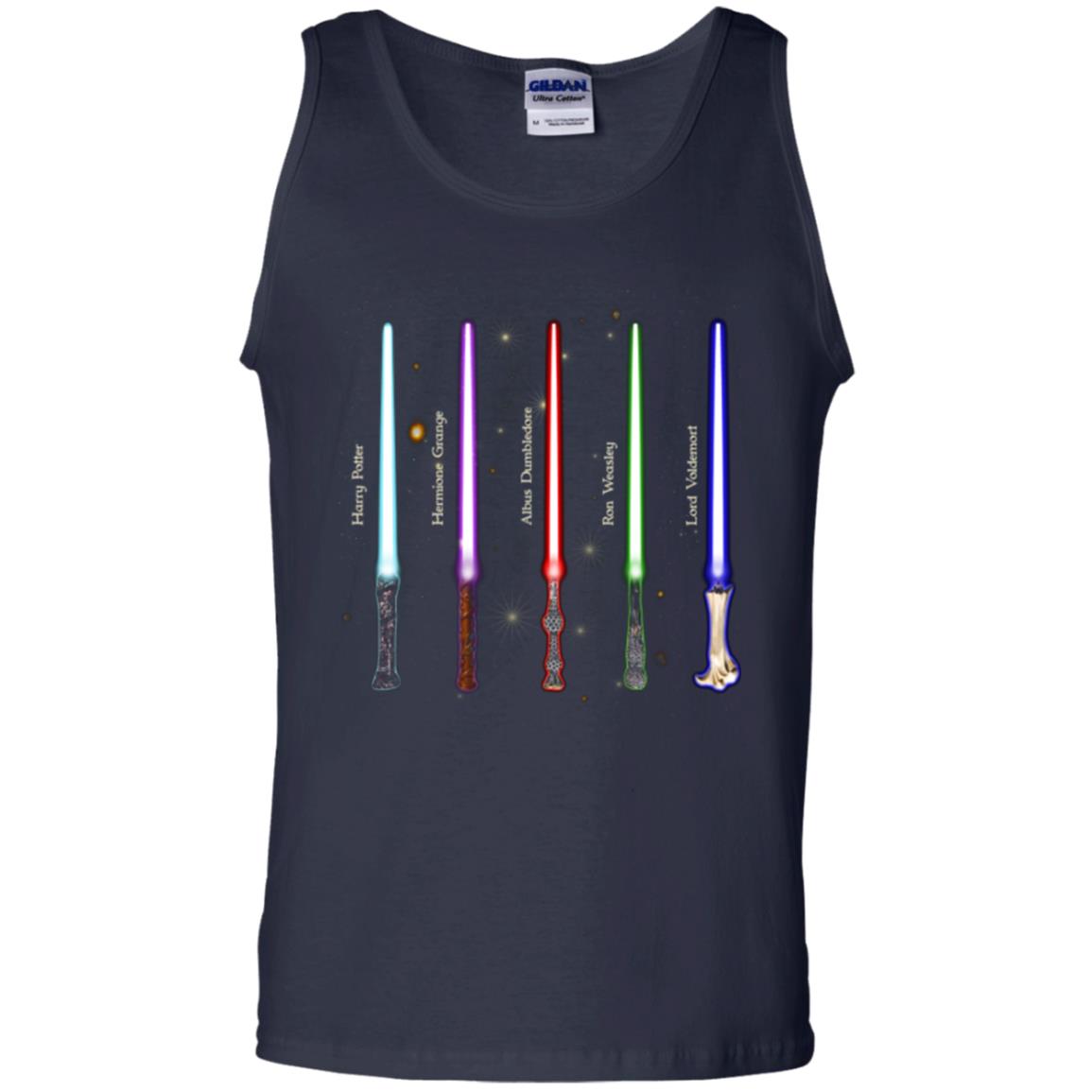 Harry Potter Lightsaber Wands Movie Fan T-shirt Navy