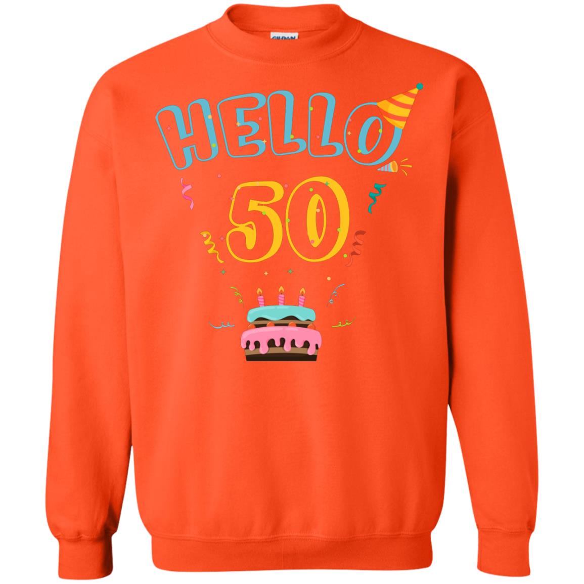 Hello 50 Fifty 50th 1968s Birthday Gift Shirt Orange