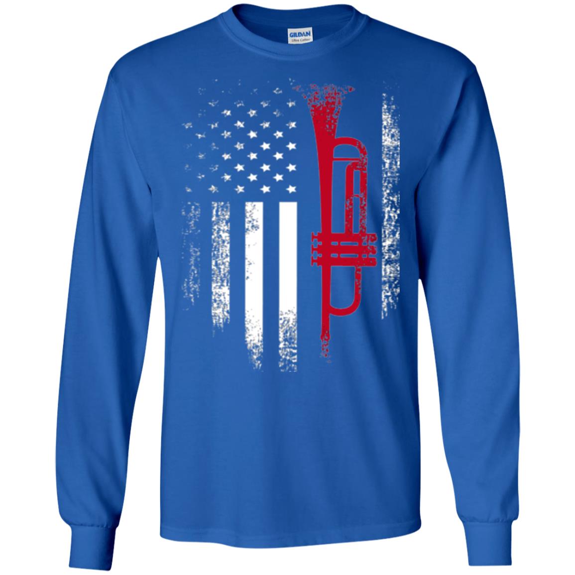 Trumpet Lovers T-shirt American Flag Royal