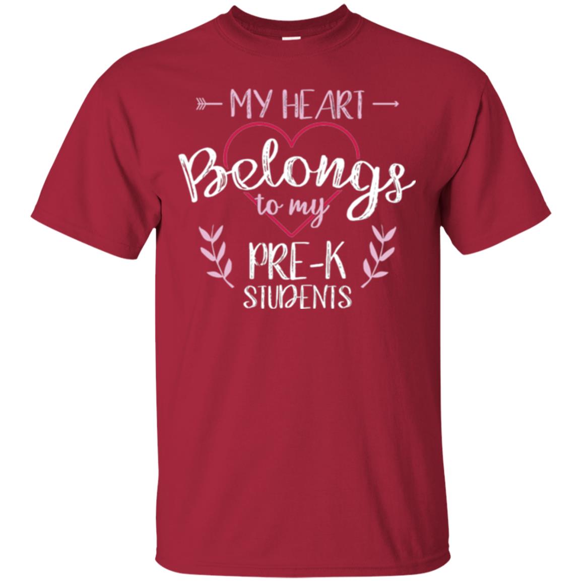 Teacher T-shirt My Heart Belongs To My Pre-k Students Cardinal