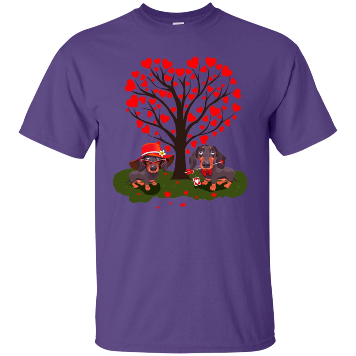 Valentine Dachshund Couple Heart Tree Shirt Purple