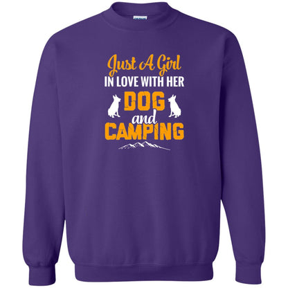 Just A Girl In Love With Her Dog And Camping Dog Lover T-shirt Purple