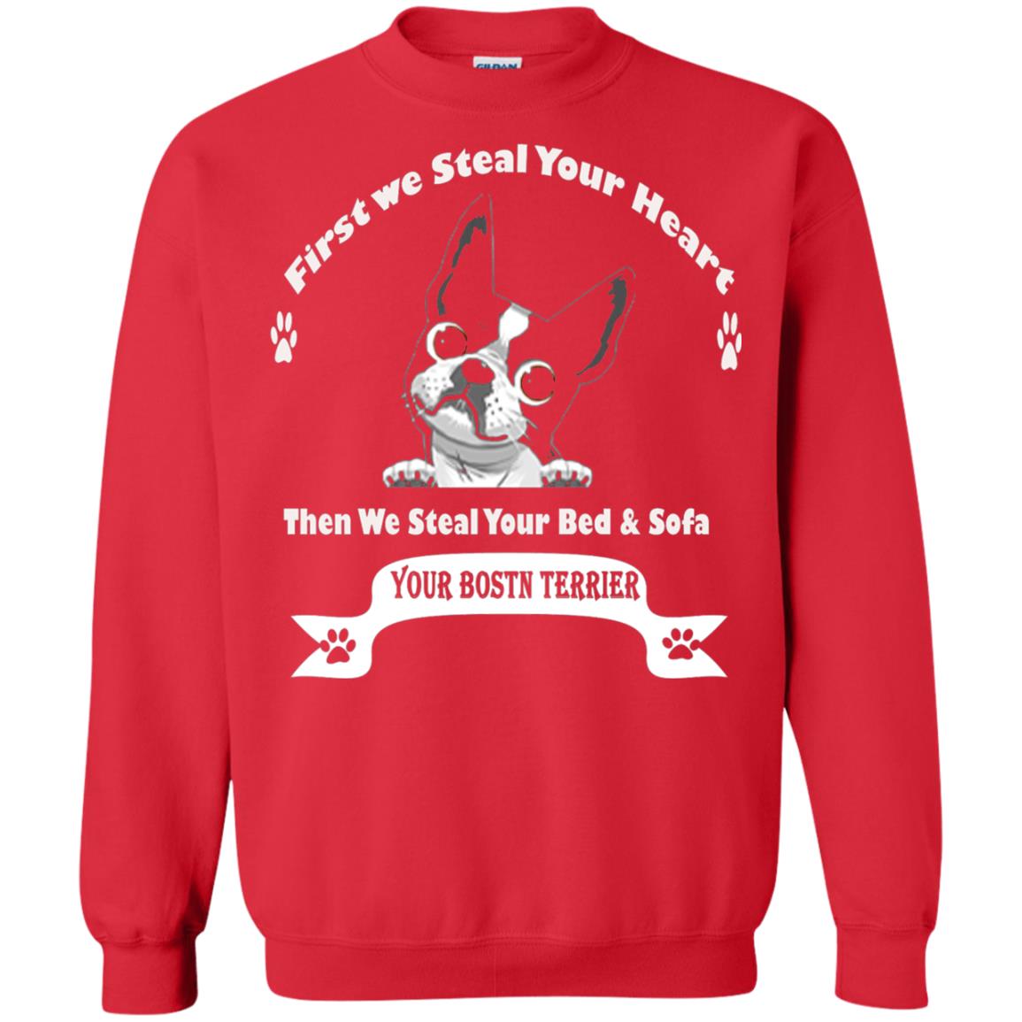 Frist We Steal Your Heart Boston Terrier T-shirt Red