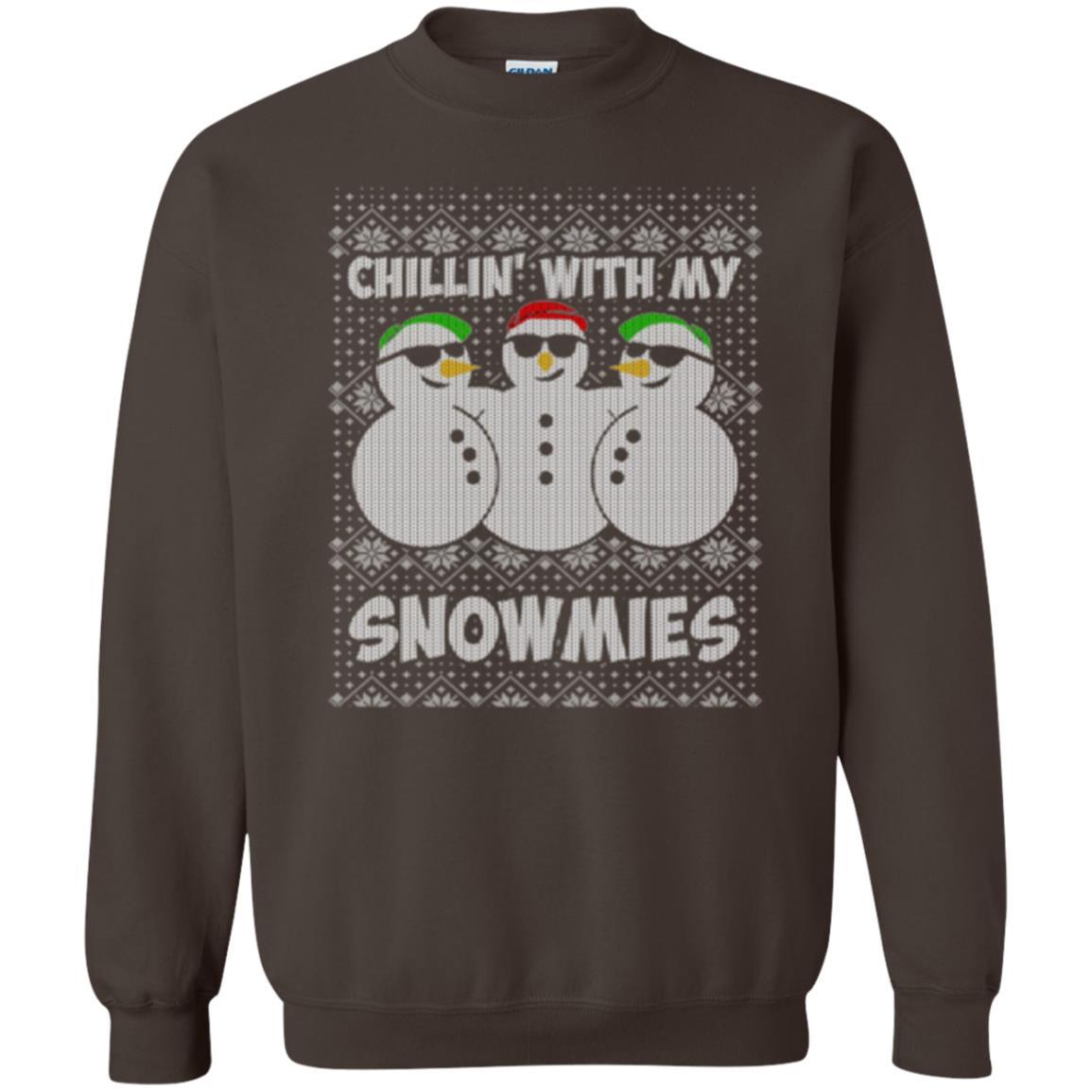 Christmas T-shirt Chillin With My Snowmies Dark Chocolate