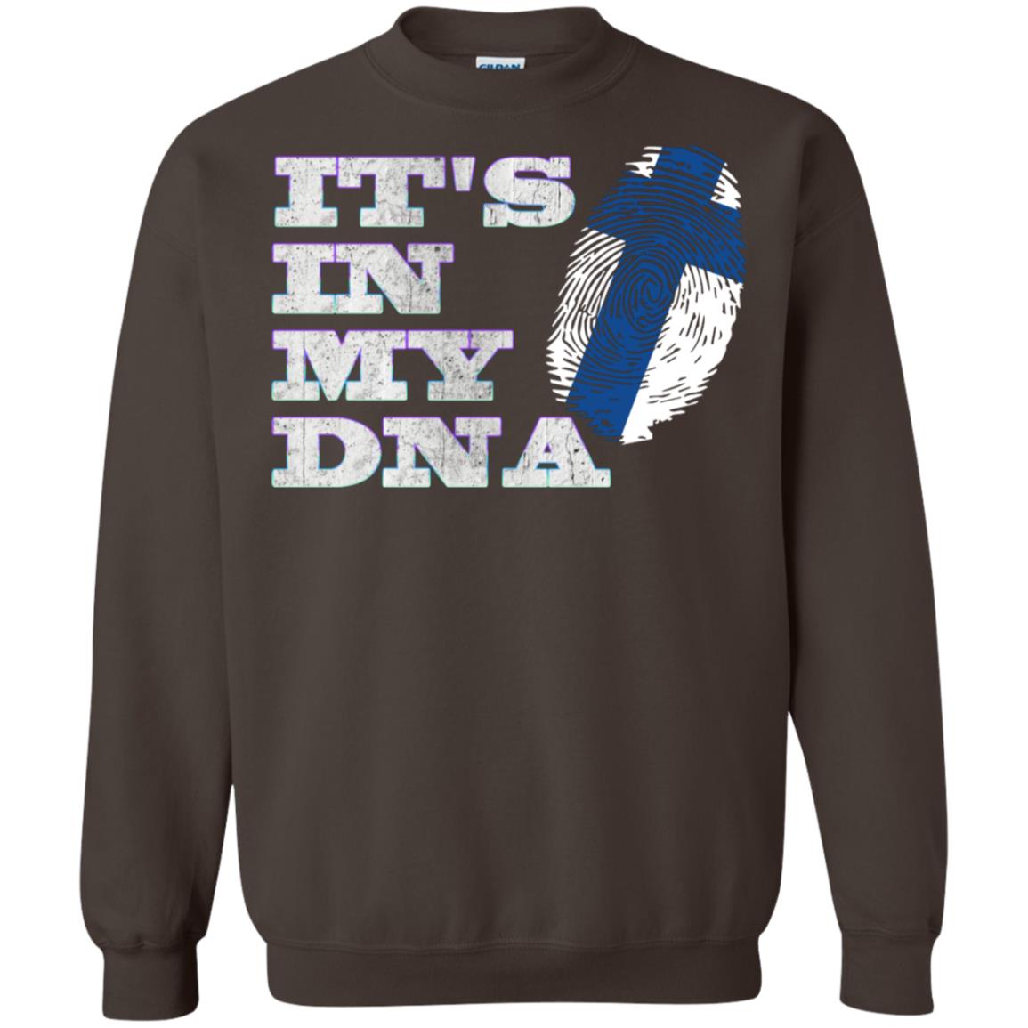 It's In My Dna Finnish Finland Flag Shirt Dark Chocolate