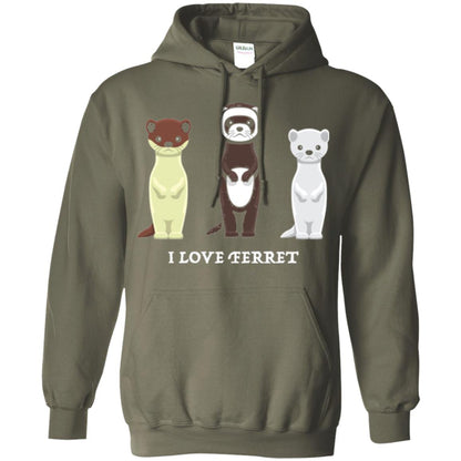 Ferret T-shirt I Love Ferret Military Green