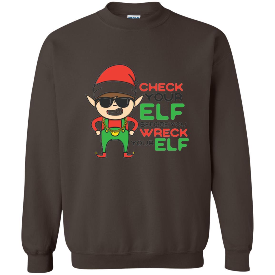 Christmas T-shirt Check Your Elf Before You Wreck Your Elf Dark Chocolate