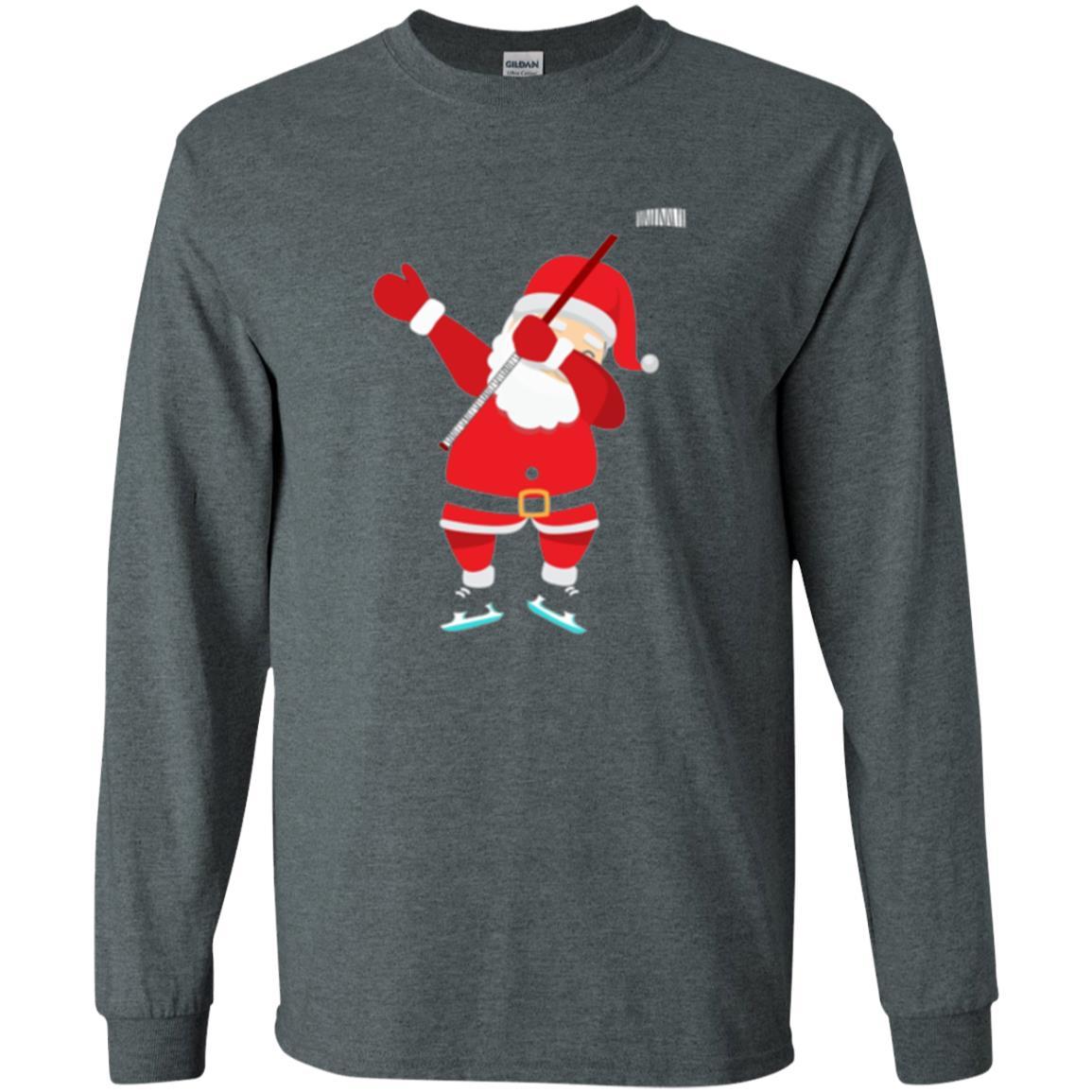 Christmas T-shirt Santa Claus Dabbing Hockey Dark Heather