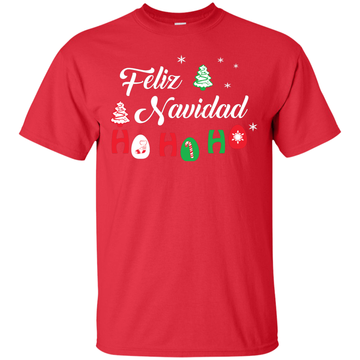 Chirstmas T-Shirt Feliz Navidad Ho Ho Ho Red