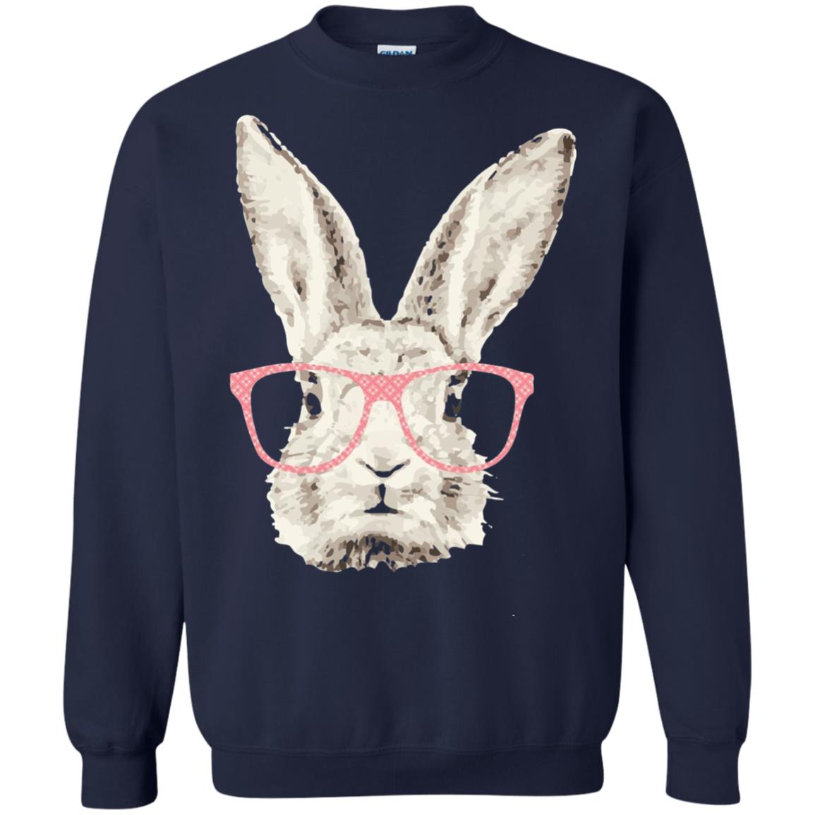 Easter Bunny Rabbit Pink Glasses Funny Hipster Shirt Navy