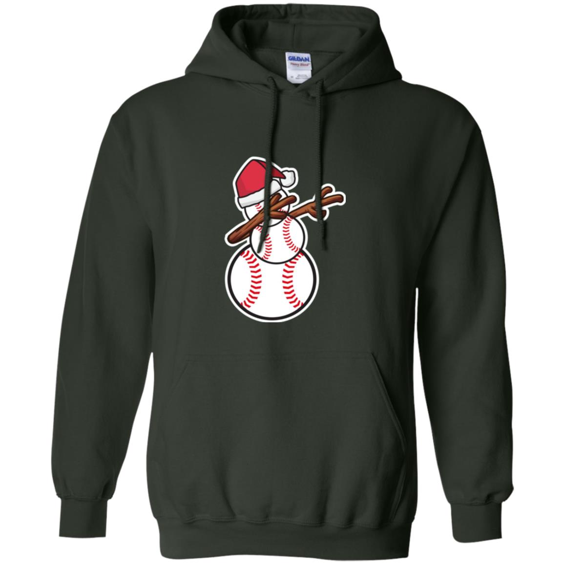 Christmas T-shirt Dabbing Snowman Baseball Forest Green