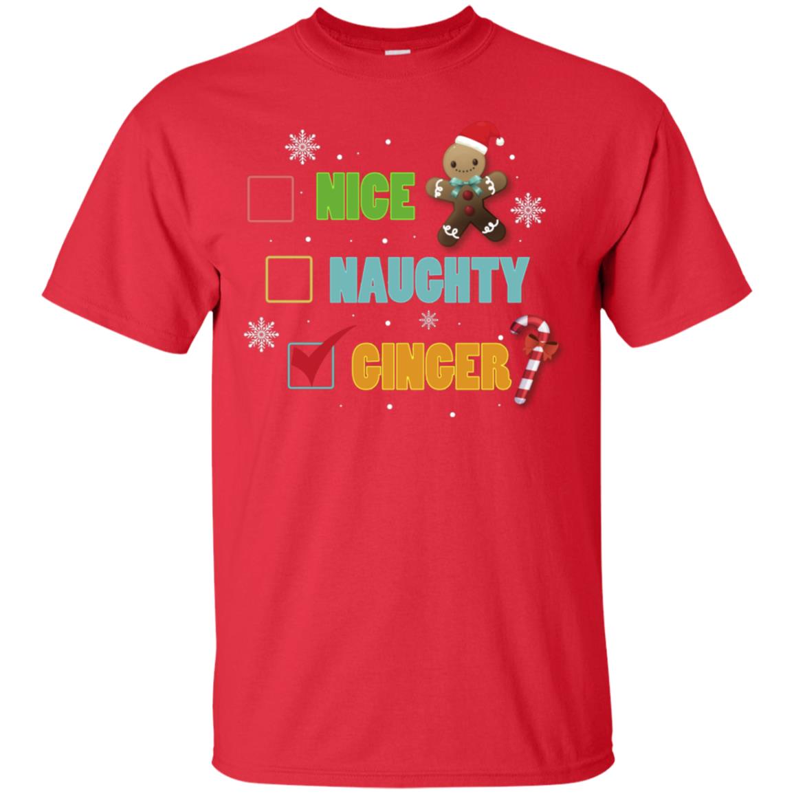 Nice Naughty Ginger X-mas List Gift Shirt Red