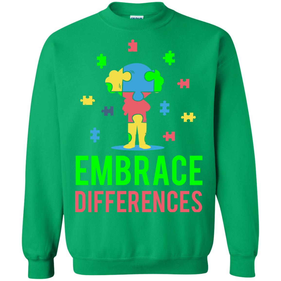 Autism Awareness T-shirt Embrace Differences Irish Green