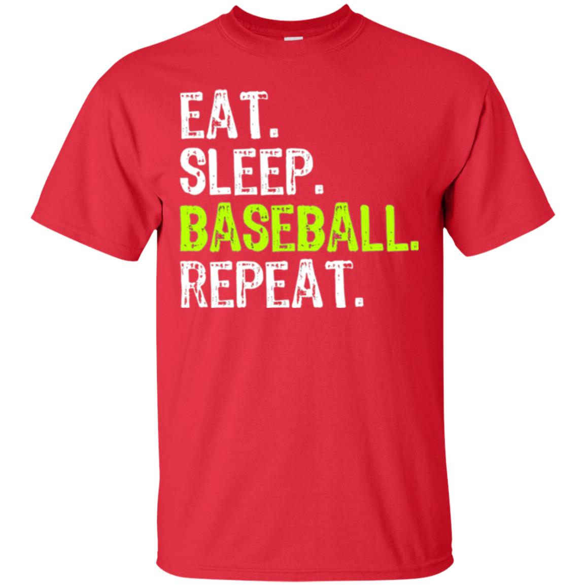 Baseball T-shirt Eat Sleep Baseball Repeat Red