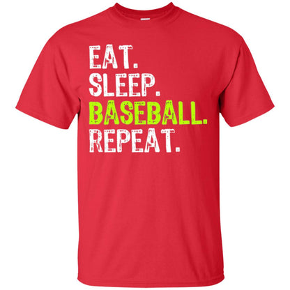 Baseball T-shirt Eat Sleep Baseball Repeat Red