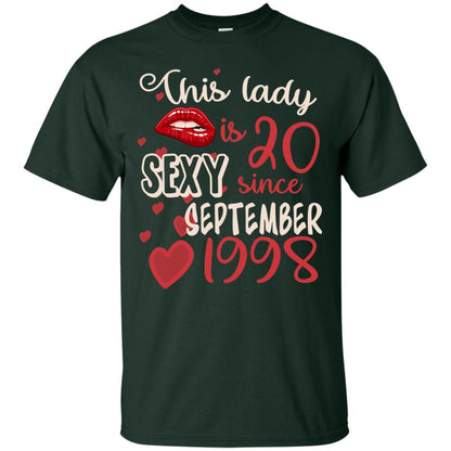 This Lady Is 20 Sexy Since September 1998 20th Birthday Shirt For September Womens Forest