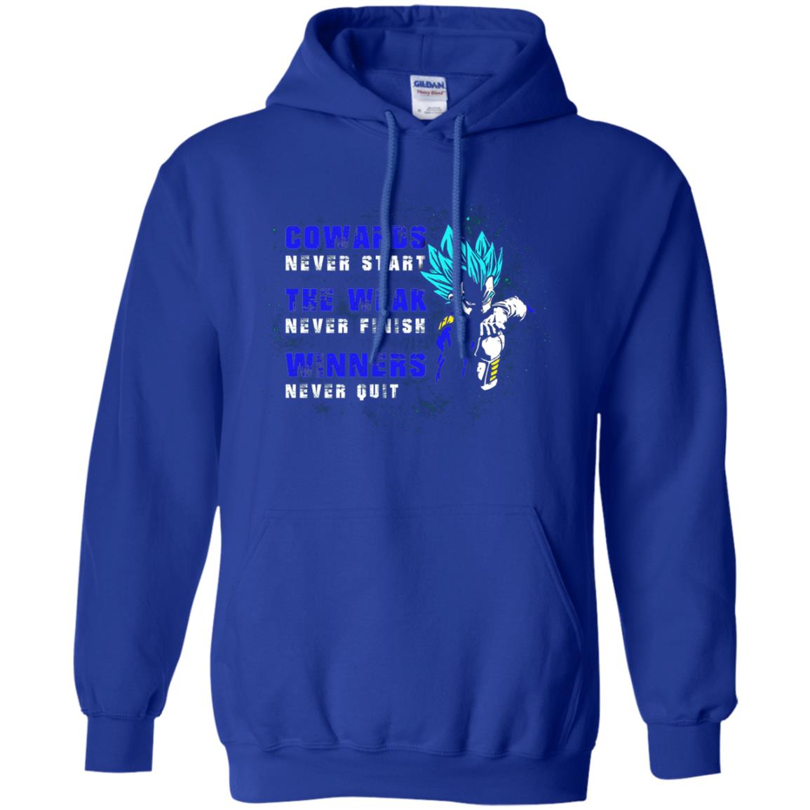 Cowards Never Start The Weak Never Finish Comic T-shirt Royal