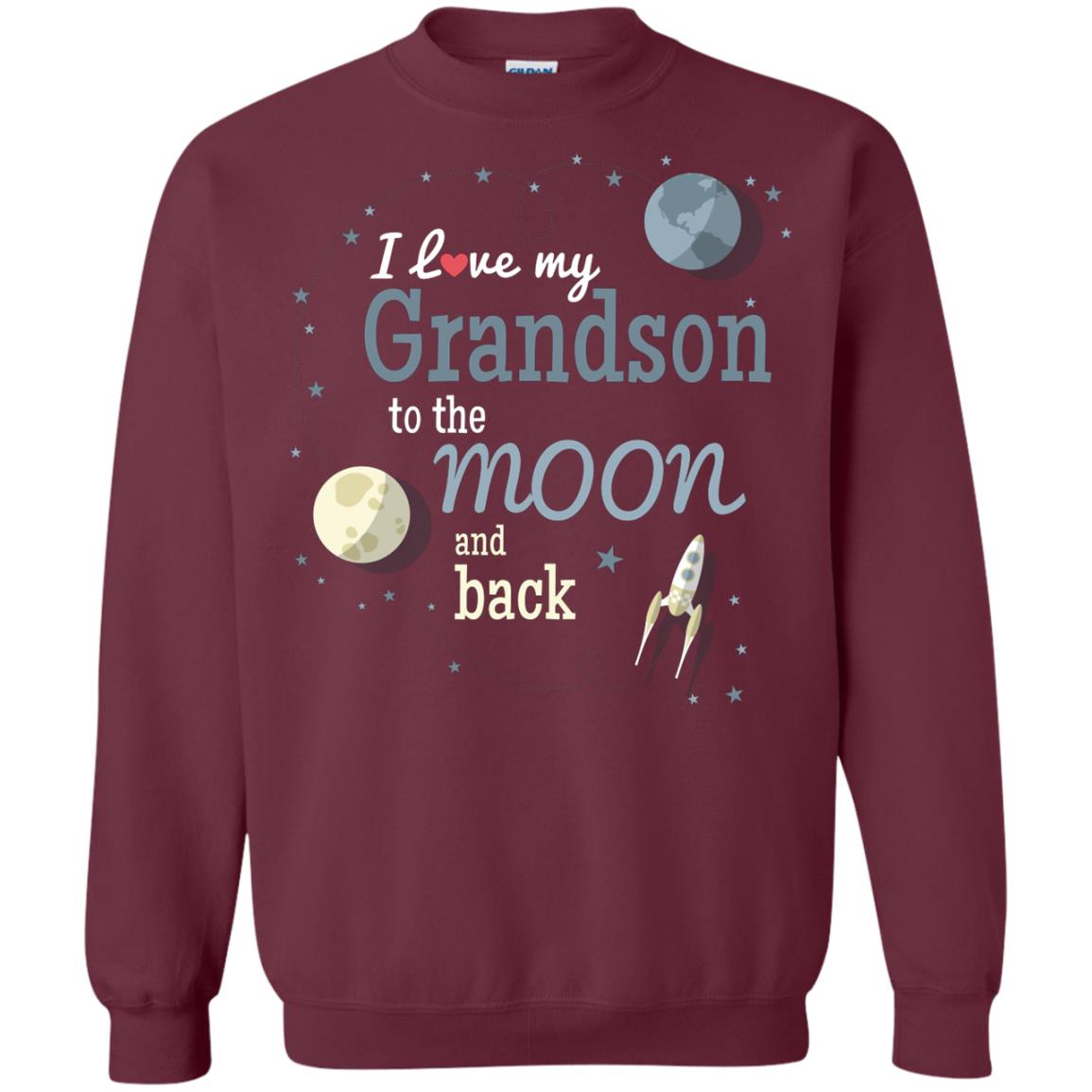 I Love My Grandson To The Moon And Back Grandparents Shirt Maroon