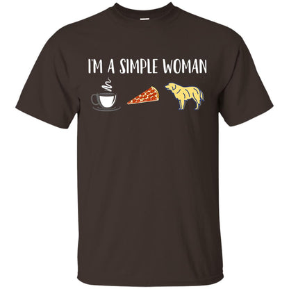 Im A Simple Woman Coffee Pizza Golden Retriever Lover Shirt Dark Chocolate