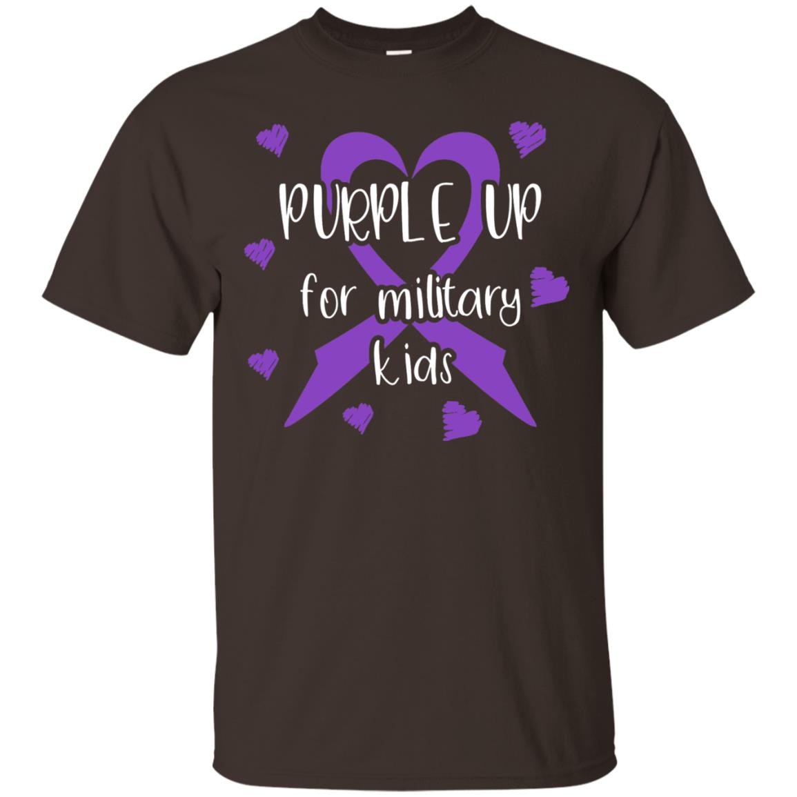 Purple Up For Military Kids Shirt Dark Chocolate