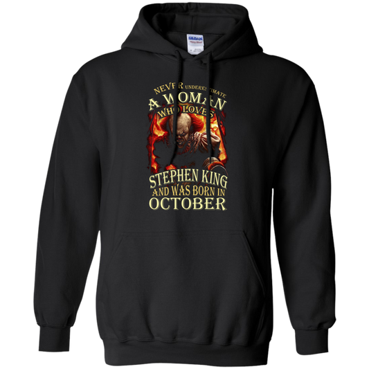 October T-shirt Never Underestimate A Woman Who Loves Stephen King Black