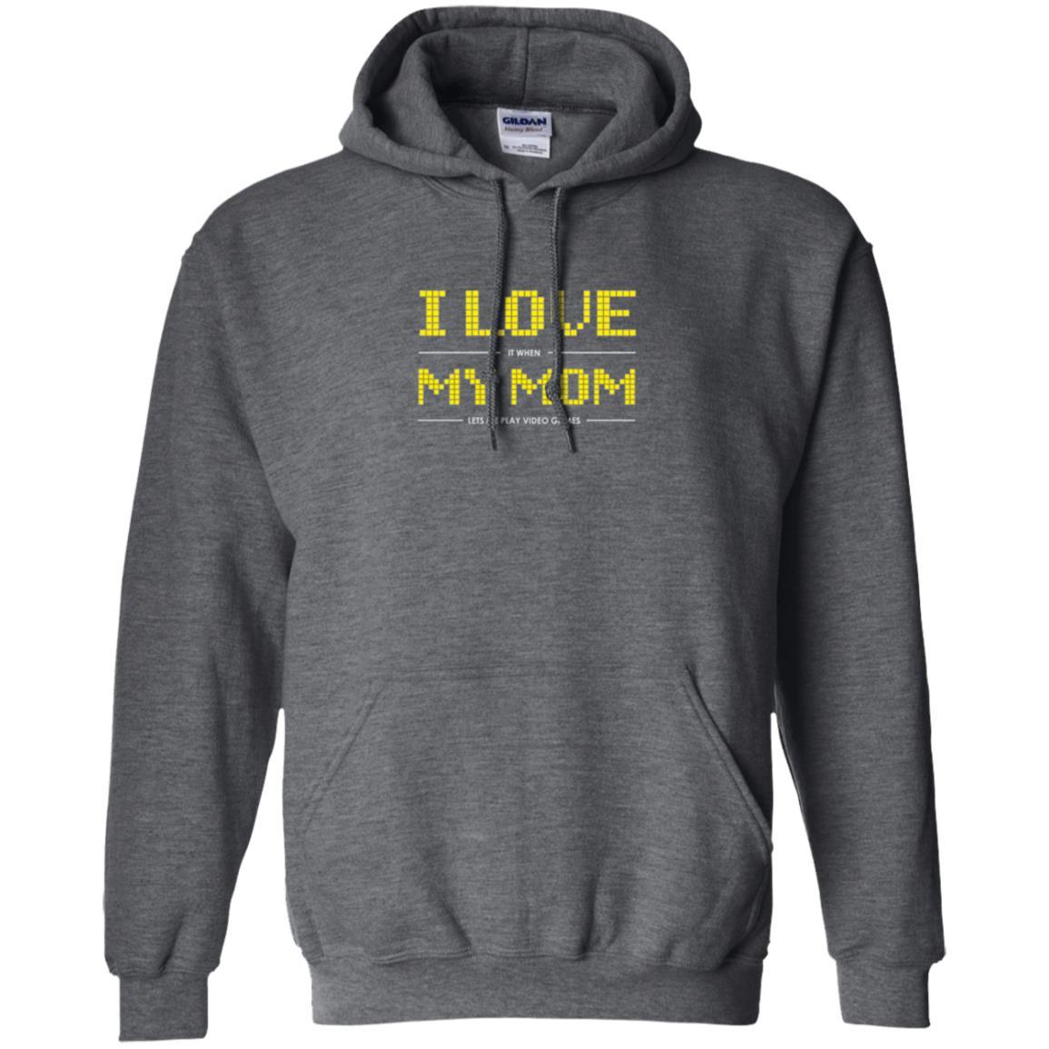 Family T-shirt I Love My Mom Let's Me Play Video Games Dark Heather