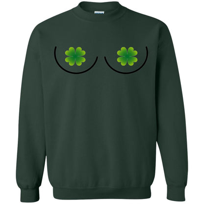 Irish Shamrock Boobs St. Patrick_s Day T-shirt Forest Green