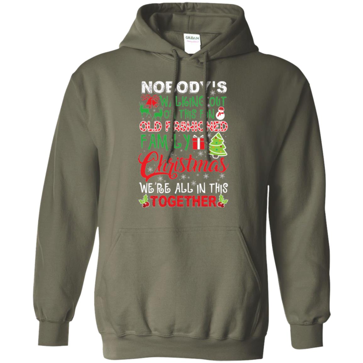 Christmas T-shirt We_re All In This Together Military Green