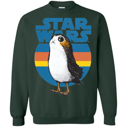 Film T-shirt Star Wars Last Jedi Porg Retro Stripes Logo Graphic Forest Green