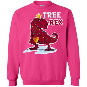 Tree Rex Saurus Dinosaur With X-mas Lights Gift ShirtG180 Gildan Crewneck Pullover Sweatshirt 8 oz.