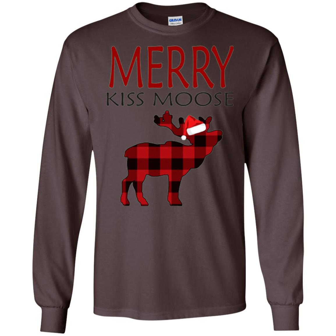 Christmas T-shirt Merry Kiss Moose Dark Chocolate